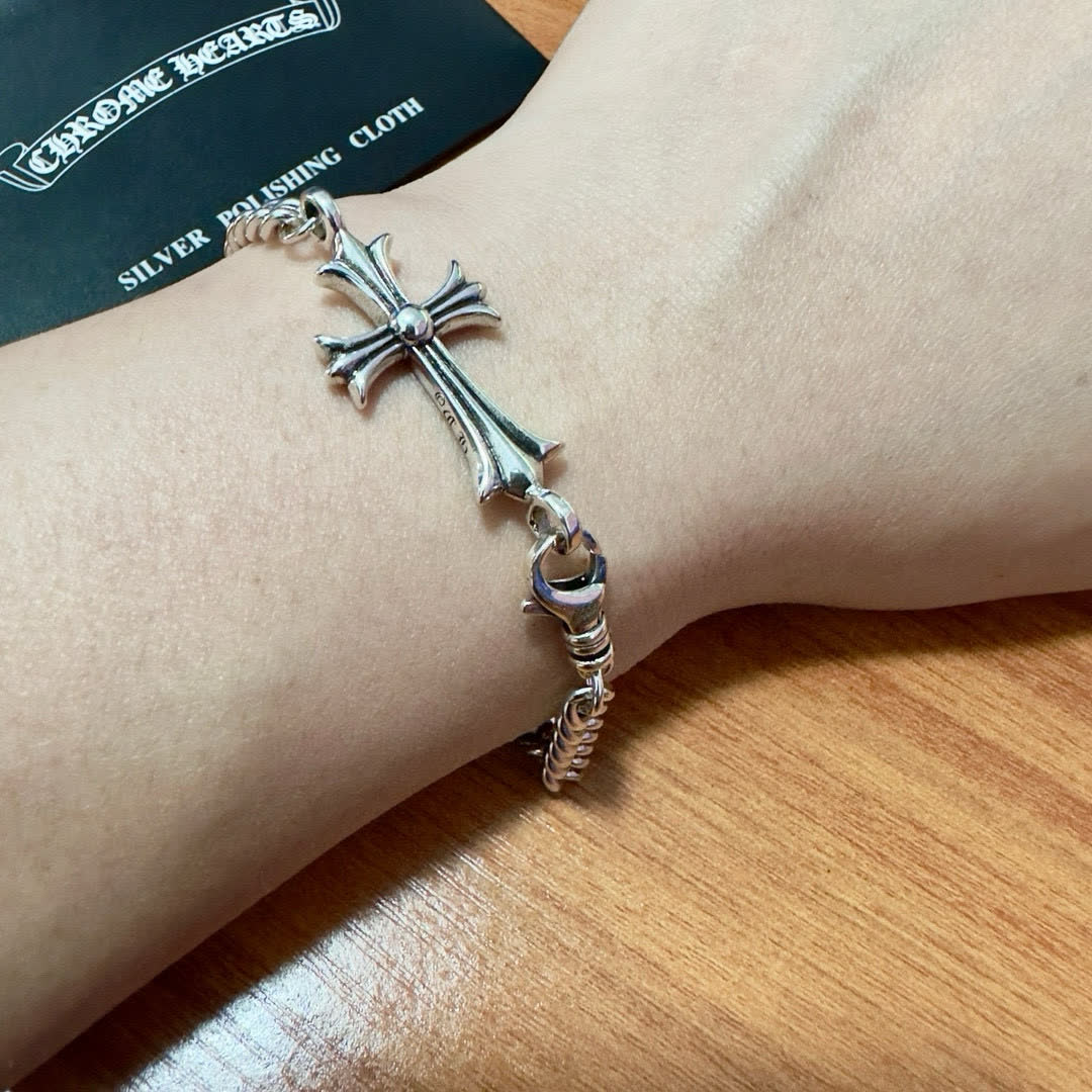 Chrome Hearts Chrono Hearts Silver Cross Charm Bracelet